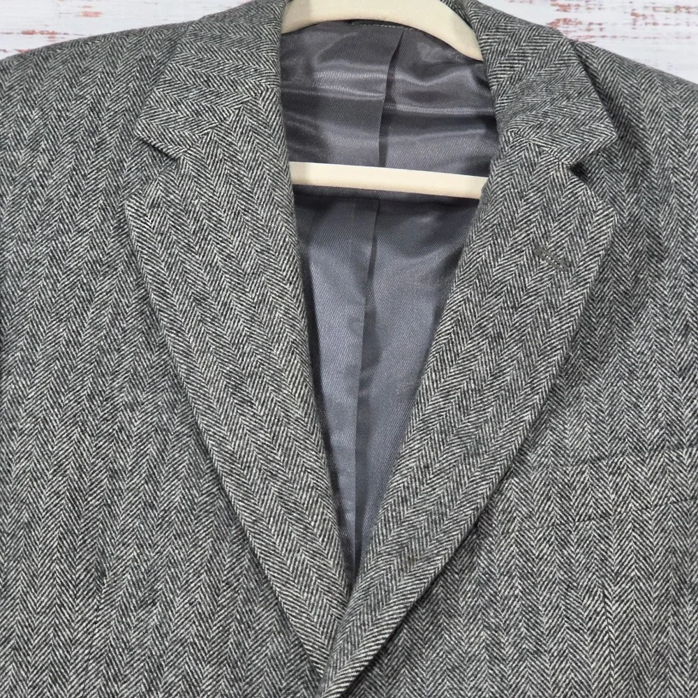Chereskin Sport Coat Mens 42R Grey Excellent Herringbone Camel Hair Blend Blazer